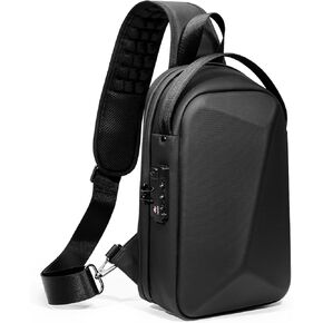 FENRUIEN Anti-Theft Crossbody Sling Backpack Bag for Men&Women Hard Shell with USB, Shoulder Pack Lock Waterproof 10.2 inch Single Strap for Travel Hiking