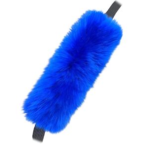 13.4inchs Plush Long Wool Sheepskin Seat Belt Cover, Fluffy Seatbelt Cover Pad for Pacemaker Adults Women Universal Car,2 Pack Black