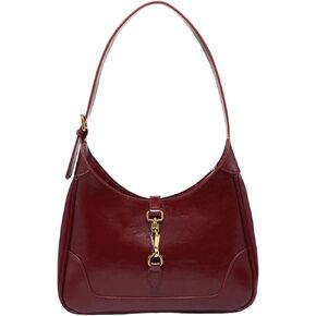Women's PU Leather Clasp Zipper Shoulder Bag Adjustable Strap Vintage Hobo Handbags Purse