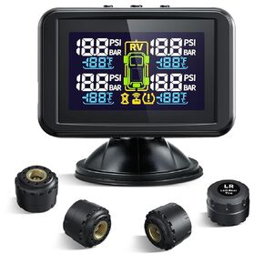 Tymate TM5 Tire Pressure Monitoring System - Large Colorful Screen TPMS, 5 Alert Modes with 4 External Sensors, Real-time Monitoring Tire Pressure&Temperature, 0-87 PSI Ideal for RV Trailer SUV Sedan