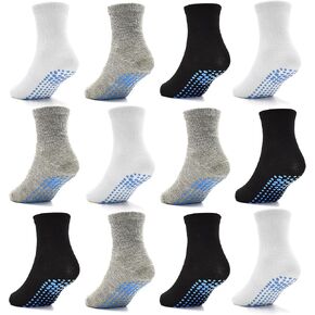 Tphon Toddler Boy Non Slip Socks Kids Grip Socks Anti Skid Socks for 0-7 Years Baby Children 12 Pairs