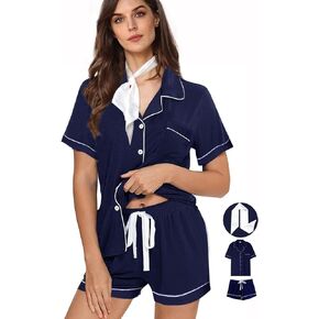 3Pcs Womens Pajamas Set XS-XXL Soft Sleepwear Knitted Pajama sets for women Button Down Pj Lounge Set Nightwear