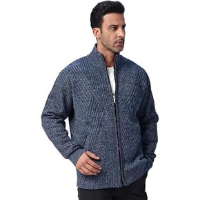 XinYangNi Men's Cardigan Sweaters Knit Zipper Casual Slim Fit Stand Collar with Full Zip and Pockets