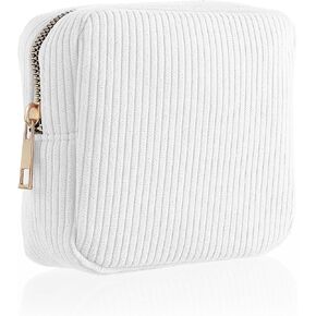 1 PCS Sanitary Napkin Storage Bag, Mini Makeup Bag with Zipper Corduroy Period Bags for Teen Girls for School Small Square Cosmetic Pounch Menstrual Pad Bag Tampon Holder for Purse(Purple)