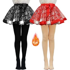 FANCAME Fleece Lined Ballet Tights for Girls, Toddler Thermal Footed Dance Tights Warm Thick Microfiber Cozy Stockings