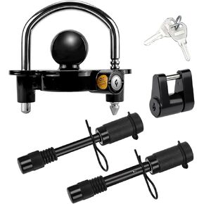 Cenipar Trailer Hitch Lock Set Includes Black Universal Trailer Locks Ball Hitch, 1/2" and 5/8" Trailer Hitch Lock Pin, Trailer Hitch Coupler Lock Pin, Fit 1-7/8", 2" and 2-5/16" Couplers(Black)