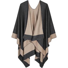MissShorthair Women's Shawl Wrap Open Poncho Cape Reversible