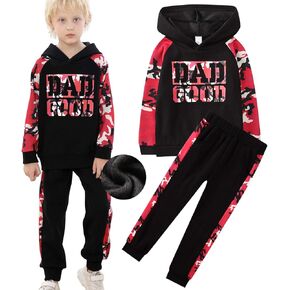 Boys Camouflage Clothing Sets Velvet Long Sleeve Hoodie Sweatshirt Tops Pants Tracksuit 2 Piece Set Winter Outfit