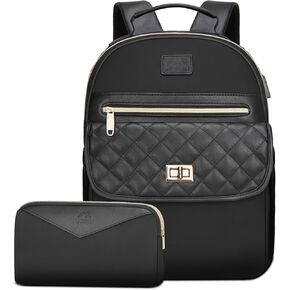 MATEIN Small Backpack for Women, Waterproof Mini Backpack Purse with Wallet, Fashion Anti Theft Cute Daypack with RFID Pocket, Lightweight Work Bag with USB Charger for Travel, Everyday, 2pcs, Black
