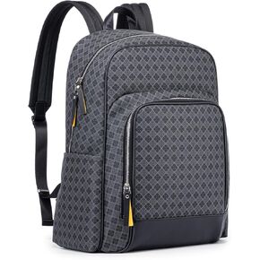 Travel Laptop Leather Backpack for Women/Men Large Size 15.6 Inch - PVC Leather Laptop Backpack for Business Teacher Computer Bag Hiking Travel Bag Camping Rucksack with Zipper Closur