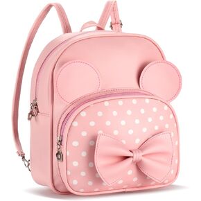 Mini Backpack for Girls Women Cute Bowknot Polka Dot Small Mouse Backpack Purse Shoulder Bag Casual Travel Daypacks (Red Black)
