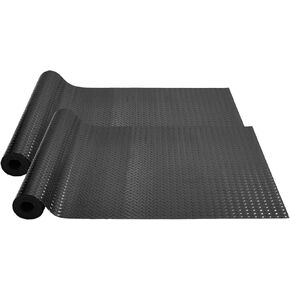 VEVOR Garage Floor Mats, 2 Rolls x 14.7 x 3.6 Ft PVC Garage Flooring Roll, Non-Slip Diamond Texture, 123.14 sq.ft Covering Space, Black Garage Mats for Under Cars, Garage Industry Gym