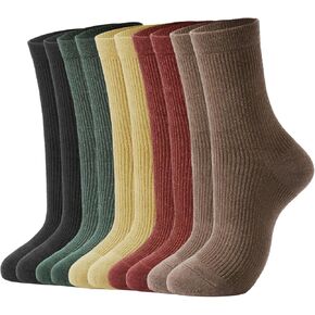 J-BOX Crew Socks for Women Knit Ribbed Cotton Socks Running Athletic Socks 10 pairs