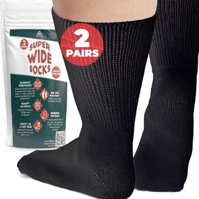 FORTIVO Extra Wide Socks for Swollen Feet, Bariatric Socks, Cast Sock, Diabetic Socks, Hospital Socks for Men & Women