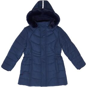 Andy & Evan Girls' Reflective Hooded Parka with Removable Faux Fur Hood, Winter Coat Jacket For Kids, Black or Navy