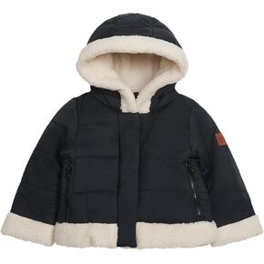 LONDON FOG Girls' Heavyweight Winter Puffer Coat with Sherpa Trim