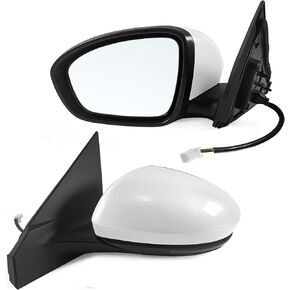 Right Passenger Side Mirror Assembly Fits 2020 2021 2022 2023 2024 Nissan Sentra with Power Glass Heated Turn Signal Manual Folding Match Black Replace NI1321327(7Pins)