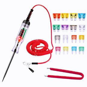 Automotive Circuit Tester Light DC 3-90V Digital LED Test Light, Vehicle Circuits Voltage Light Tester with Relay Fuse Puller Pliers & Car Fuses Assortment Kit