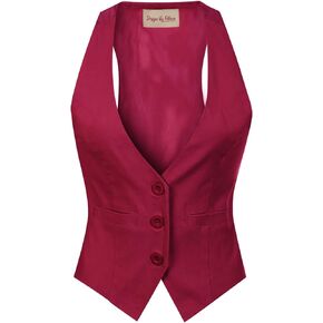 Design by Olivia Women's Dressy Casual Versatile Racerback Vest Three Button Tuxedo Suit Waistcoat