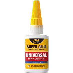 LMQ Super Glue، رقيق وسميك (50/1500 CPS) غراء Cyanoacrylate (غراء CA) لجميع الأغراض، غراء مقاوم للماء لإصلاح المنزل والحرف اليدوية والنماذج والعديد من المواد، 60 جم ​​(30 جم لكل منهما)