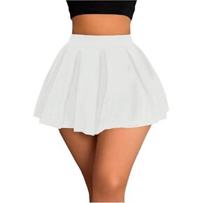 MakeMeChic Women's Elastic Waist Pleated Skorts Flared Hem Tennis Shorts Bottoms