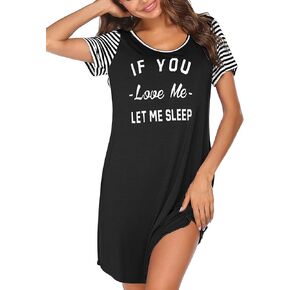 Ekouaer Nightgown For Woman Night Dress Short Sleeve Printed Sleep Shirt With Pocket Sleepwear Soft S-XXXL