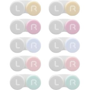 10 Pack Contact Lens Case Box, Mini Transparent Contact Cases Bulk in 5 colors, Colorful Bulk Box Holder Container Cute Contact Lenses Case Leak-proof, Eye Contact Case for Home and Travel