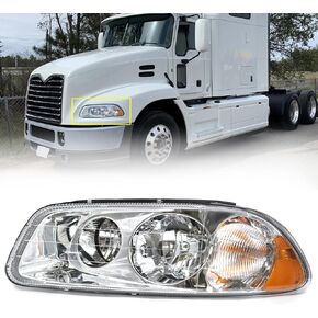 Headlight Assembly Fit for MACK GU4 GU5 GU7 CT713 GU8 CX CXN CXU CTP Semi Trucks, Pair of Chrome Headlamp Left/Driver & Right/Passenger Side Halogen,Bulbs Included