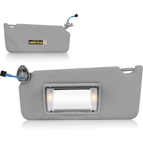 Sun Visor with Light for Honda Accord 2008-2017, Left Driver Side Gray Sunvisor Replacement 83280TA0A91ZB