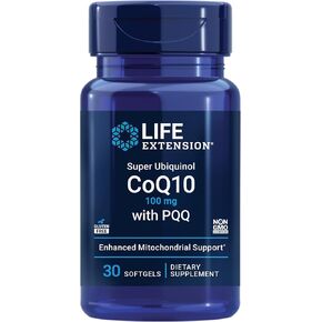Life Extension Super Ubiquinol CoQ10 with PQQ, CoQ10, PQQ, shilajit, heart health, cellular energy support, 8x better absorption, gluten-free, 100 mg, 30 softgels