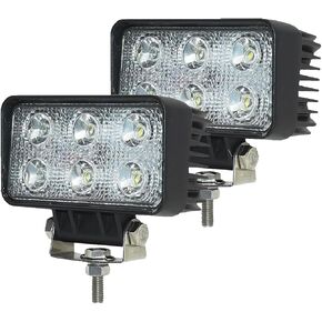 2PACK 18W Rectangle High Power 12/24 volt LED Work Light, 2400LM Foglight Waterproof Flood Driving Light for Tractor,Truck,ATV,Boat, 4x4 Offroad