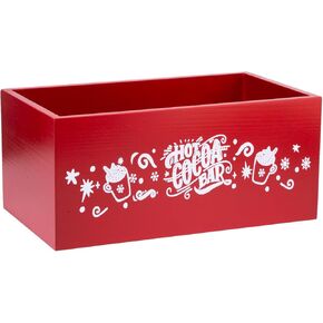 Hot Cocoa Bar Wooden Christmas Decor Boxes - Hot Cocoa Bar Containers Hot Chocolate Bar for Storage Caddy Chocolate Coffee - Classic Christmas Decor for Home Office - WB0013