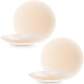 4.7 inch Large Adhesive Nipple Covers Reusable - 2 Pairs Thicker Sticky Silicone Nipple Pasties with Travel Case Beige