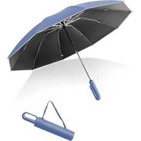 Automatic Folding Large 54.3inch Umbrella for Rain Extra Heavy Duty 12-Rib Sturdy Windproof Sun UV Protection Dual-Use Umbrella with Hook Handle