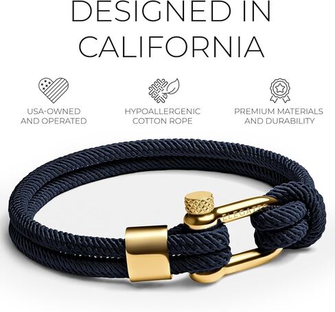 Elegatto Alchor Platinum Rope Bracelet for Men | Premium Nylon Marine Cord with Silver Polished Stainless Steel Shackle Closure | Waterproof and Fade-Resistant | Men’s Designer Bracelets in Kuwait