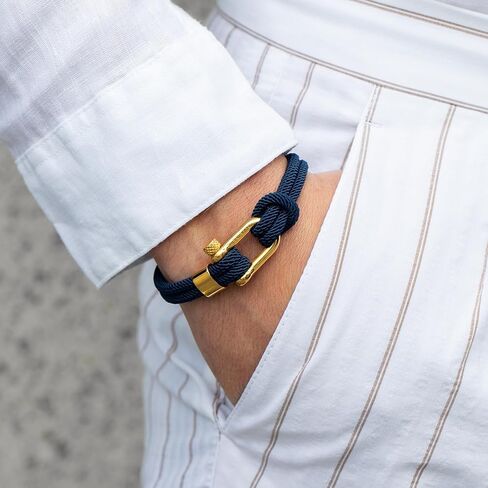 Elegatto Alchor Platinum Rope Bracelet for Men | Premium Nylon Marine Cord with Silver Polished Stainless Steel Shackle Closure | Waterproof and Fade-Resistant | Men’s Designer Bracelets in Kuwait