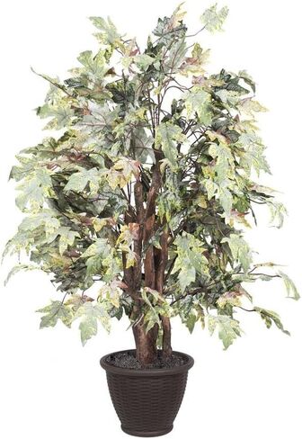 Vickerman 4' Artificial Frosted Maple Extra Full Bush, Brown Plastic Container. in Saudi Arabia