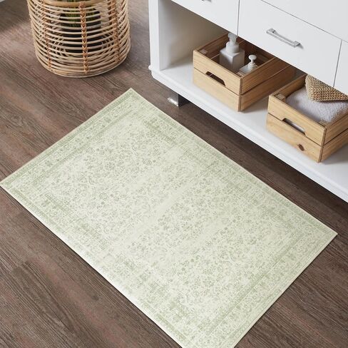 Nursery Rug for Baby Girl,Neutral Blush Pink Boho Cute Floral Foldable Machine Washable Soft Faux Wool Carpet Area Rugs for Living Room Bedroom Dorm Kids Playroom,5x7 in Saudi Arabia