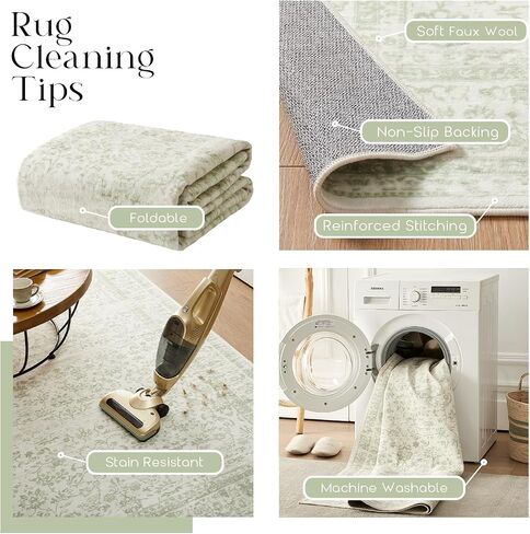 Nursery Rug for Baby Girl,Neutral Blush Pink Boho Cute Floral Foldable Machine Washable Soft Faux Wool Carpet Area Rugs for Living Room Bedroom Dorm Kids Playroom,5x7 in Saudi Arabia