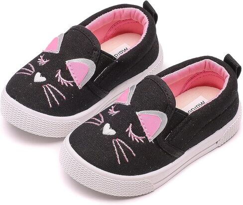 Toddler Canvas Sneakers for Girls Boys Casual Slip-on Loafers Shoes Flats for Little Kids Black in Saudi Arabia