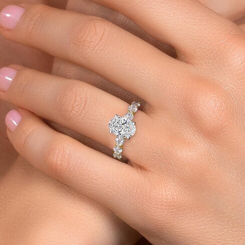 Gem Stone King 2 to 5.9 Cttw Oval Lab Grown Diamond Engagement Ring For Women | 2-Tone 14K White and Yellow Gold | IGI Certified | E-F Color | VS1-VS2 Clarity | Wedding Anniversary Ring in Saudi Arabia