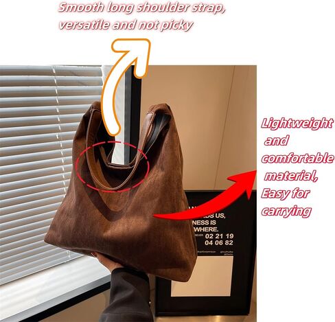 3 Pcs Suede Bags for Women Brown Hobo Bags For Women Brown Suede Handbag Suede Purse Set in Saudi Arabia