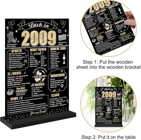 Black Gold 60th Birthday Decorations Back in 1963 Table Sign for Men Women, Two-sided Vintage 60 Birthday Wooden Poster with Stand Party Supplies, 60 Year Old Bday Display Holder Decor for Table Decor in Kuwait