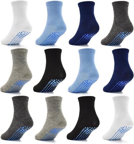 جوارب Tphon للأطفال الصغار غير قابلة للانزلاق، جوارب مضادة للانزلاق للأطفال من سن 0 إلى 7 سنوات، 12 زوجًا in Kuwait