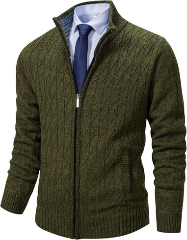 XinYangNi Men's Cardigan Sweaters Knit Zipper Casual Slim Fit Stand Collar with Full Zip and Pockets in Kuwait