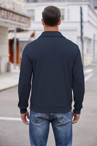 COOFANDY Men's Quarter Zip Up Pullover Slim Fit Mock Neck Long Sleeve Sweaters Casual Corduroy Polo Sweatshirt in Saudi Arabia
