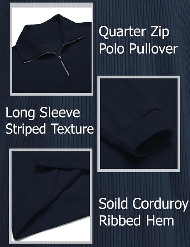 COOFANDY Men's Quarter Zip Up Pullover Slim Fit Mock Neck Long Sleeve Sweaters Casual Corduroy Polo Sweatshirt in Saudi Arabia