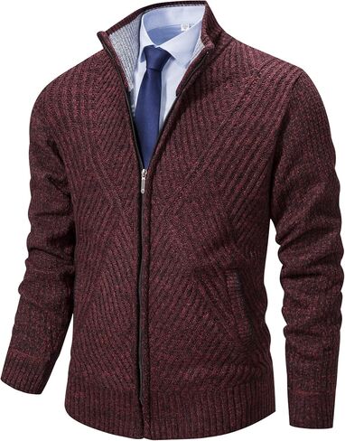 XinYangNi Men's Cardigan Sweaters Knit Zipper Casual Slim Fit Stand Collar with Full Zip and Pockets in Kuwait