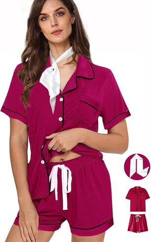 3Pcs Womens Pajamas Set XS-XXL Soft Sleepwear Knitted Pajama sets for women Button Down Pj Lounge Set Nightwear in Saudi Arabia