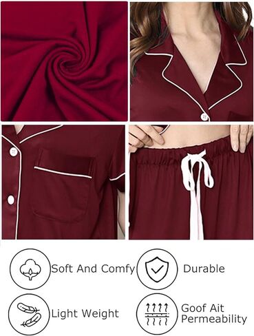 3Pcs Womens Pajamas Set XS-XXL Soft Sleepwear Knitted Pajama sets for women Button Down Pj Lounge Set Nightwear in Saudi Arabia